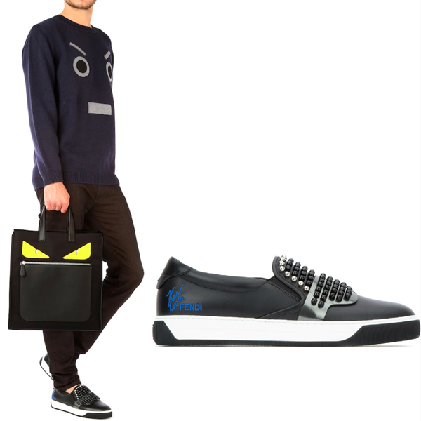 FENDI フェンディ コピー スニーカー FE1072 KARLITO STUDDED SLIP-ON SNEAKERS